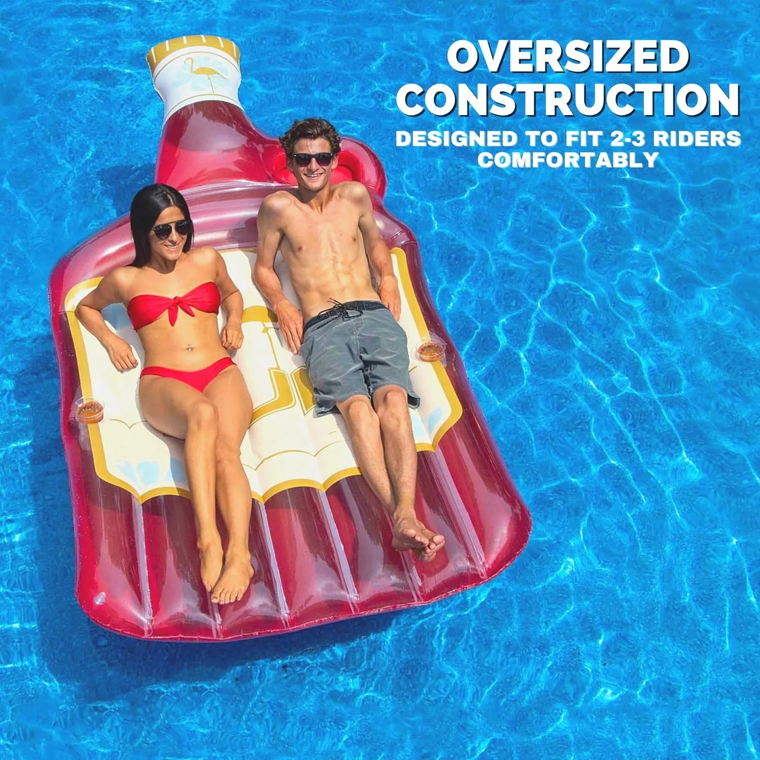 Inflatable Rum Runner Pool Island Red 105 x 54 inches For Adults and Kids Summer Fun Party