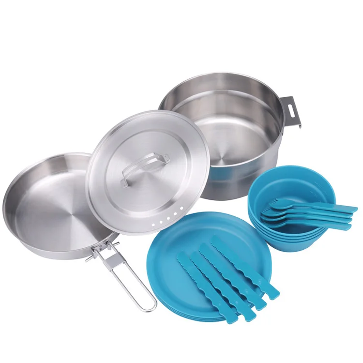 Портативная посуда для 4 человек портативный набор посуды из нержавеющей стали с сумкой кемпинга