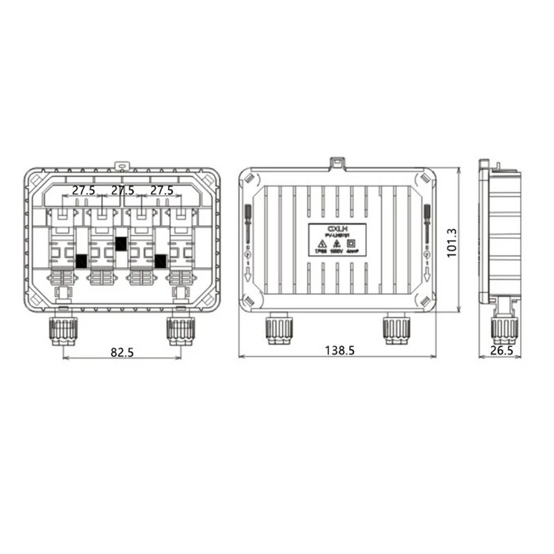 High Power IP67 Waterproof PV Solar Junction Box With Plastic Buckle