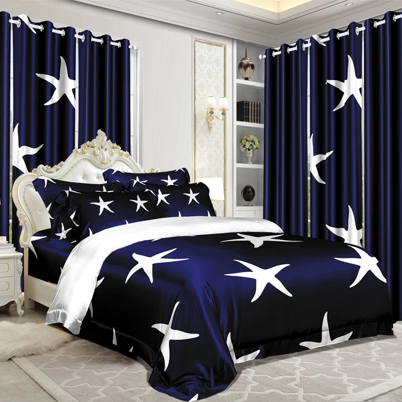 Quilt 10PCS set Home Bedroom Bedspread Sheets Curtains Pillow Cases Carpet Bedding Set