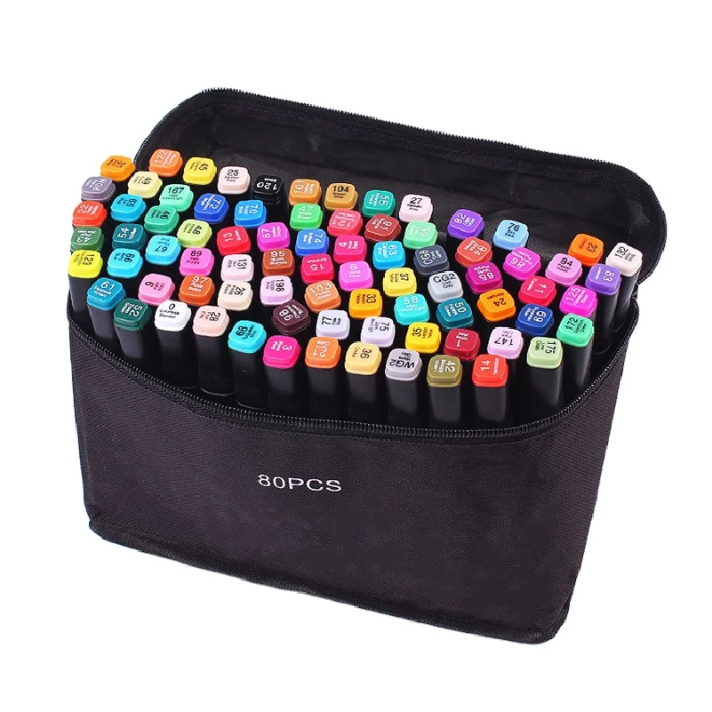 Set of 30-168 Colors Manga Chisel Brush Point Dual Tips Art Twin Markers Pen Double Ended Alcohol Art Sketch Drawing Marker Pen