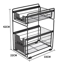 Multi-functional 2-layer Metal Wire Kitchen Corner Shelf under the Sink Bathroom Storage Rack