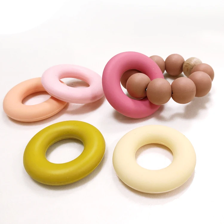 Custom Baby Food Grade Donut Shape Baby Teether Silicone Teething Ring