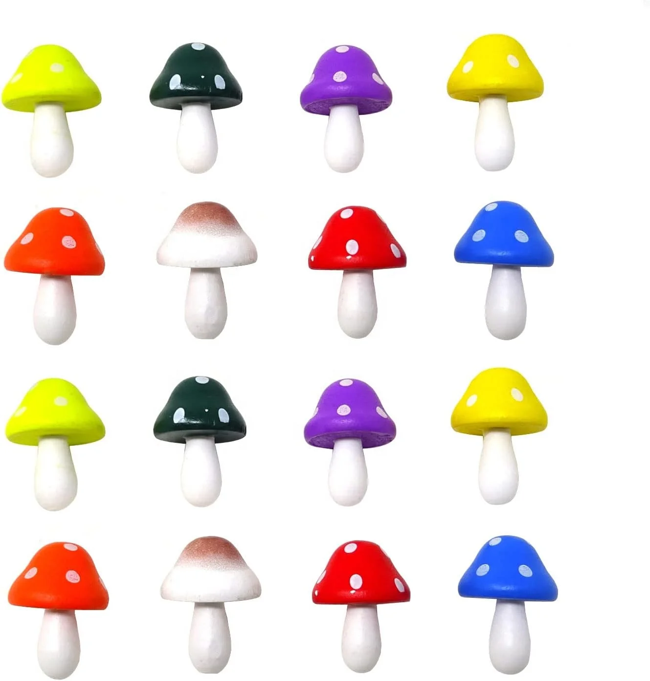 Wholesales Painted Colorful Wooden Mini Mushrooms Custom Wood Mushroom for Home Decor Ornaments Craft