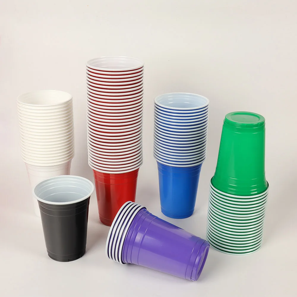 wholesale plastic cup 16OZ PP cups plastic party solo multi-color double-layer cup