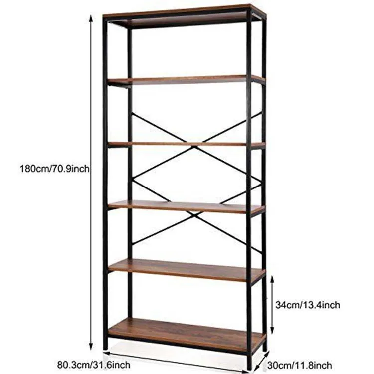 Vekin Furniture 5 Tiers Tall Book Shelf Bookrack Organizer Free Standing Storage Wooden Bookshelf Wholesale
