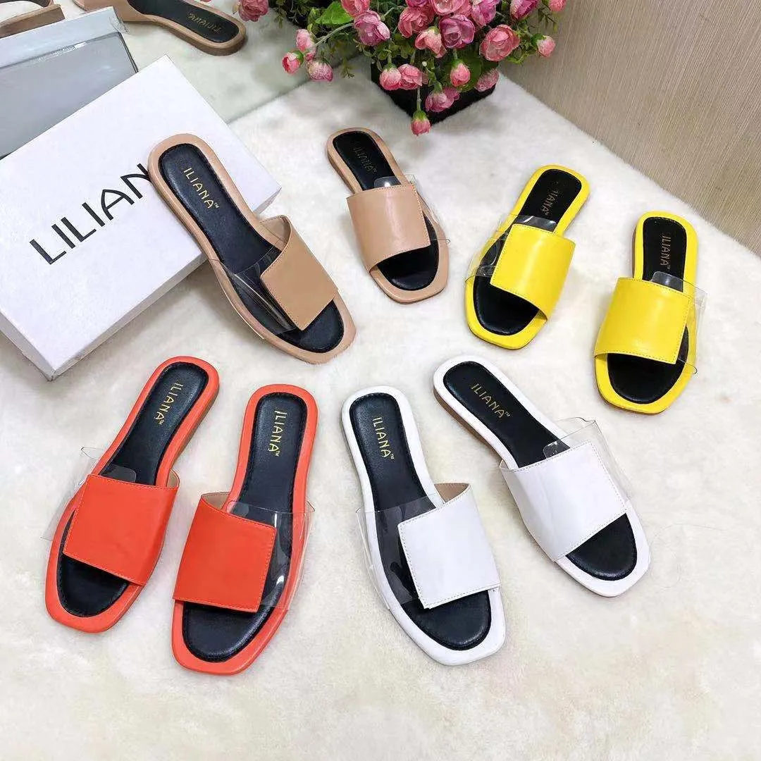 
Luxury Fashion Designer Female Beach Sandals Shoes Women 2021 New Arrivals Clear Trendy Leather Summer Ladies Flat Sandals 