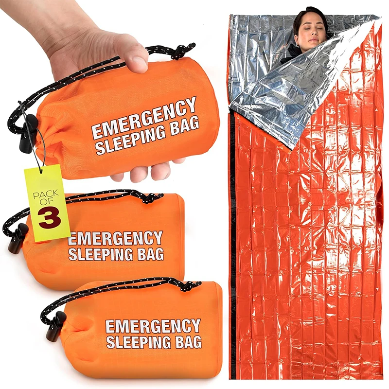 Custom Logo Waterproof Orange PE Foil Emergency Mylar Thermal Sleeping Bag Survival
