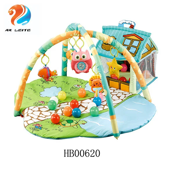 Оптовая продажа портативный игровой коврик для маленьких домов тренажерный зал экологически чистый детский с подвесной игрушкой Океанский
