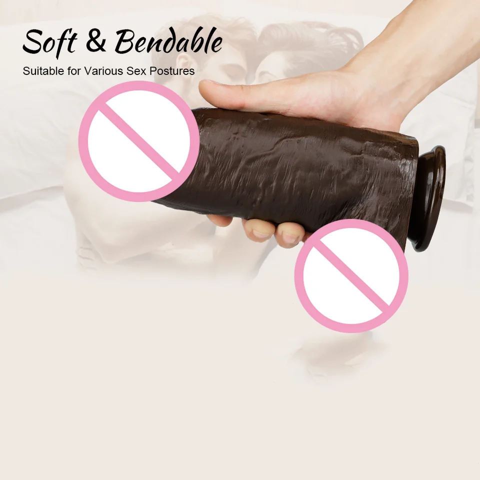 GF Thick Dildos Wholesale Dark Brown Dildos with Suction Cup Multicolor 9.6in Long Chocolate Huge Penis Sex Toys for Women