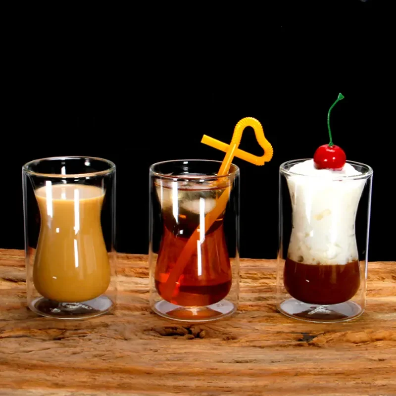 Manufacturer of borosilicate double wall glass coffee cups Glass teacups