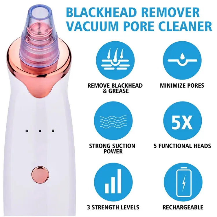 Professional Portable Electric Face Vacuum Suction Blackhead Cleaner Tool Rechargeable Vacuum Blackhead Remover