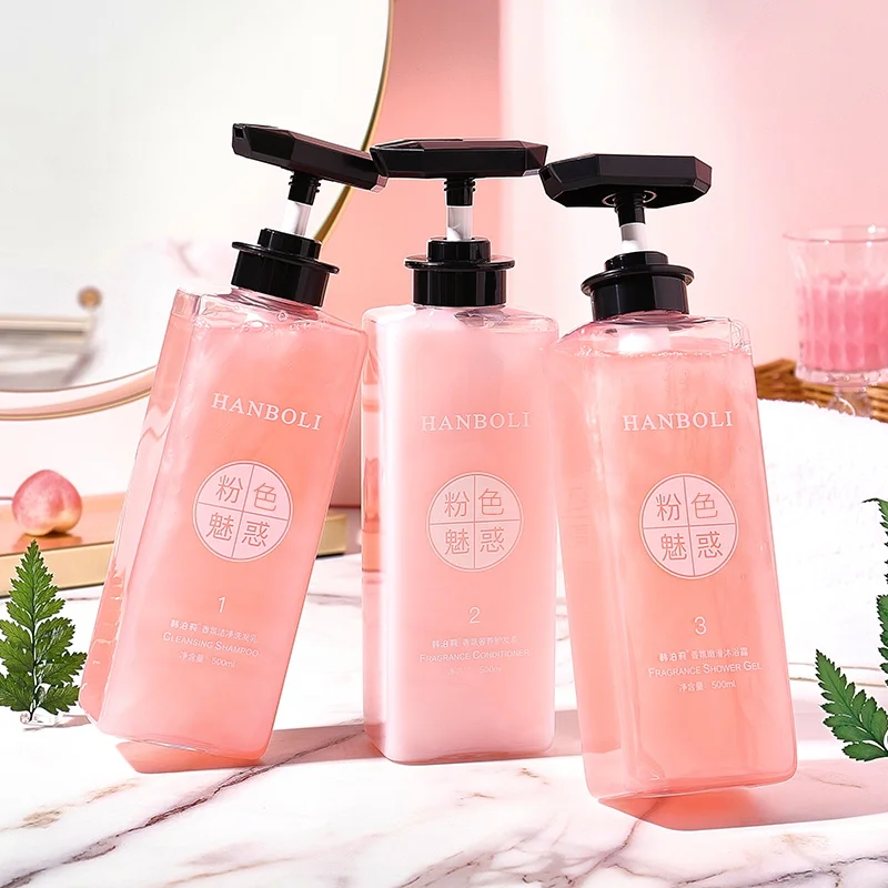 New Pink Shampoo Hair Conditioner Body Wash Deep Moisture Shower Gel Dry Skin Fruit Crush Moisturizing Skin 500ml Body Wash