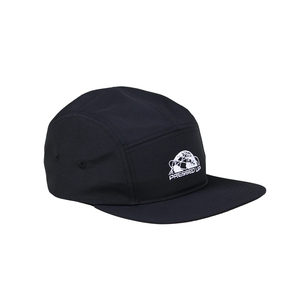 Wholesale custom flat brim nylon 5 panel hats