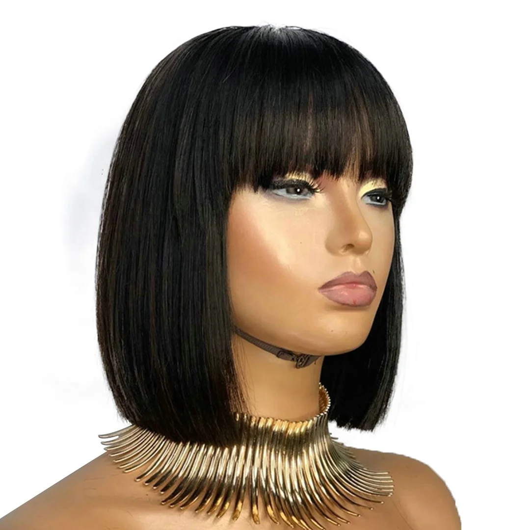 Hot Beauty Hair Fringe Wigs Virgin Straight Wholesale Short Human Hair Wig Brazilian Hair Wigs