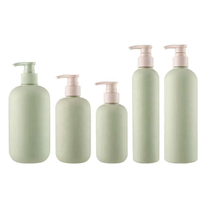 200/250/300/400/500ml light green baby wholesale plastic cosmetic lotion container empty shampoo bottles with pump