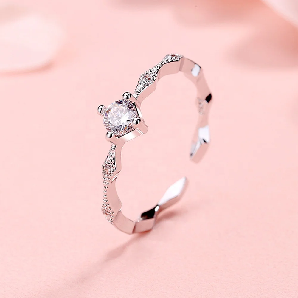 
China Natural Clear Zircon Jewellery Woman 925 Sterling Silver Open Ring 