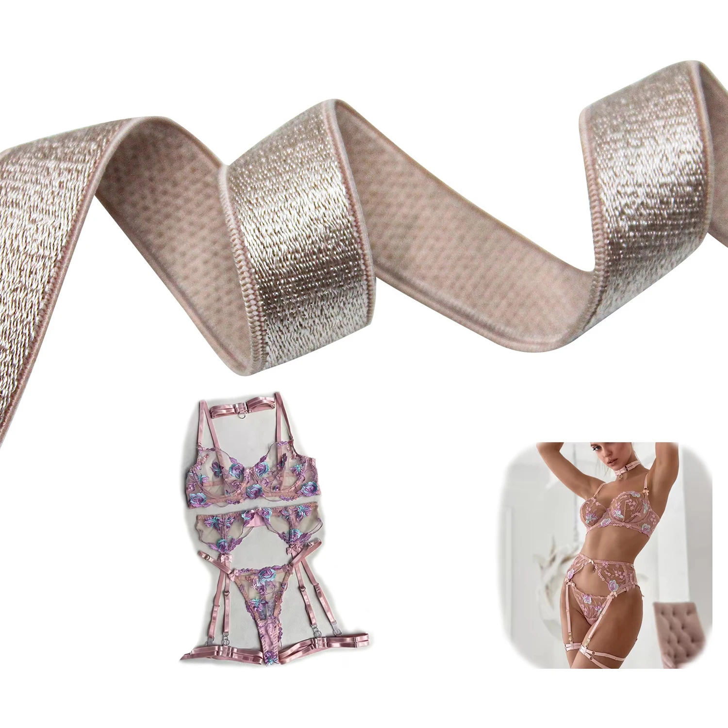 Factory custom elastic band color underwear satin elastic shoulder strap band webbing for bra