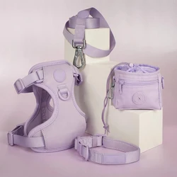 Ошейник и поводок для собак, Экологичная индивидуальная Регулируемая шлейка без натяжения, с мешочком для подарка