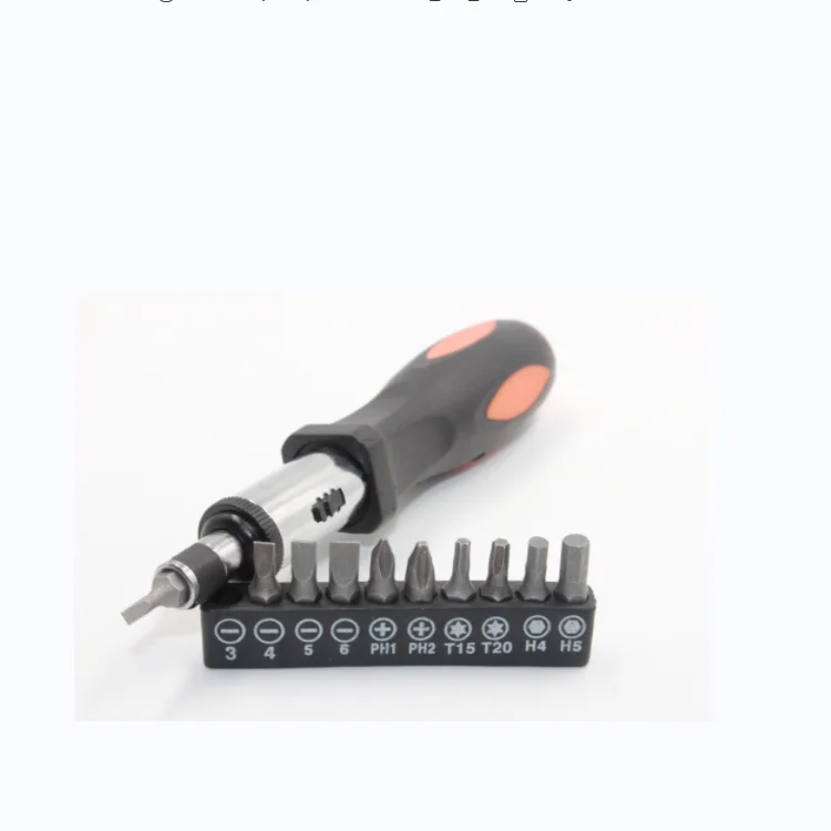 1/4 Inch Hex Shank rotational ratchet screwdriver with 10 pcs Bit Set in tool