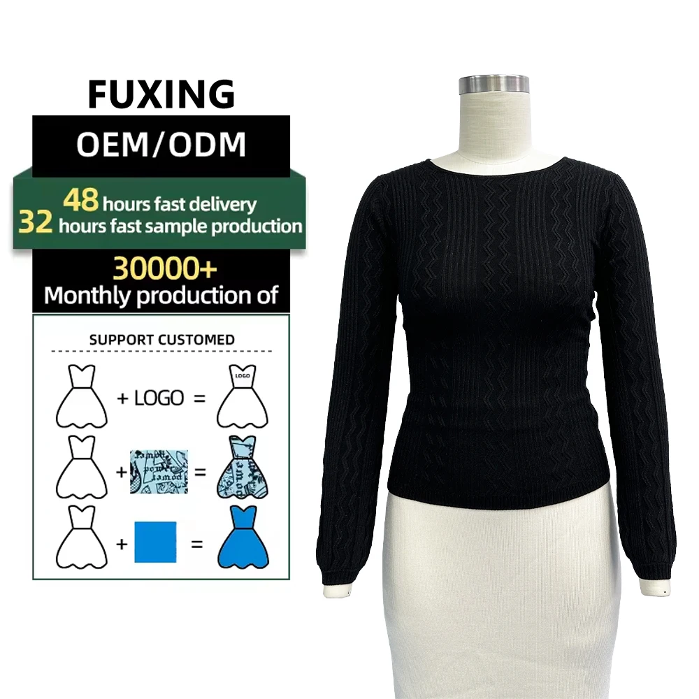 New Fashion Design Women Cashmere Knitted Sweater Solid Color Slim Fit Pullover Knitted Tops