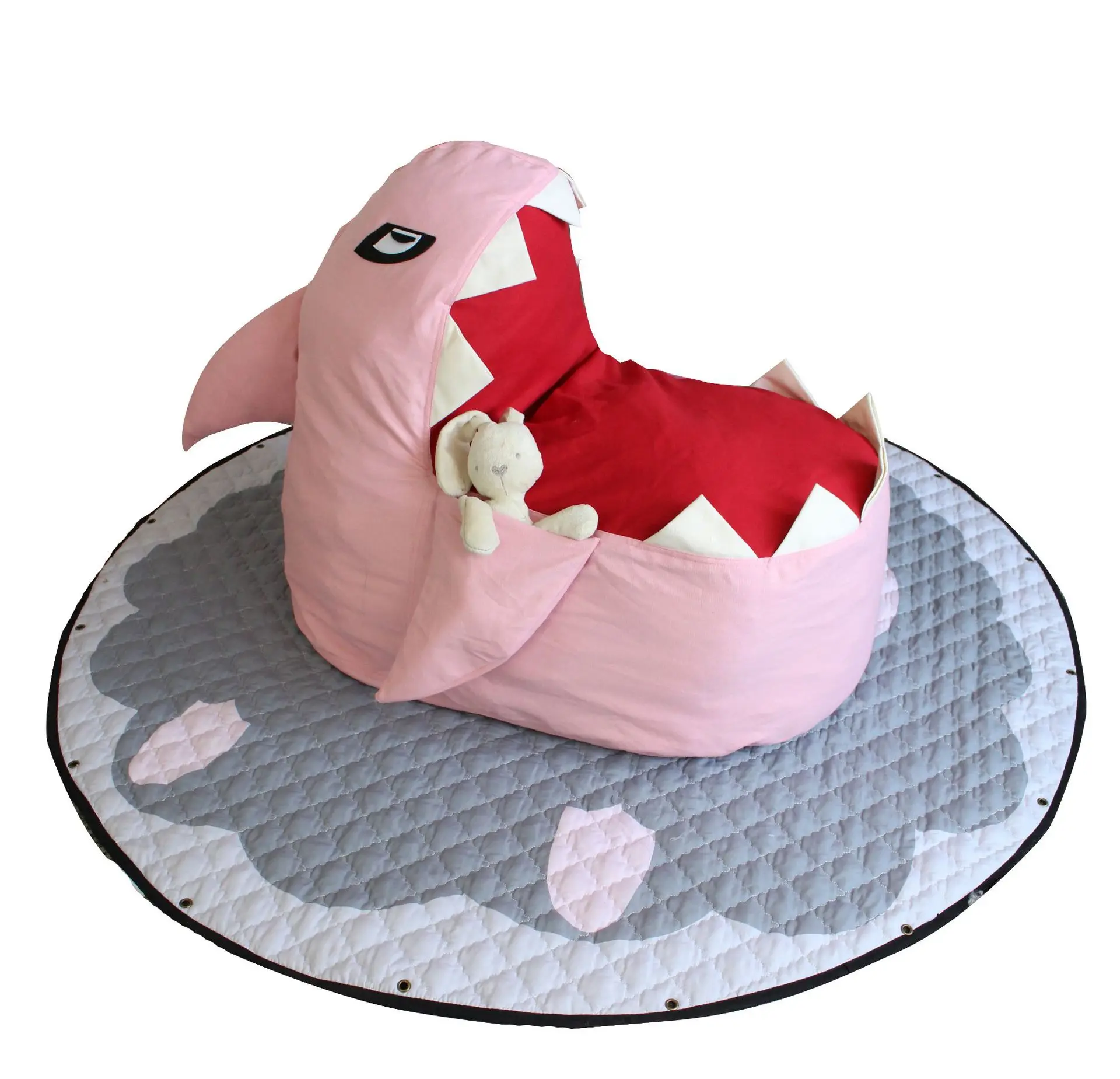 
Wholesale Cute Shark Bean Bag Chair Cover Soft Canvas Storage Bags for Child Bedroom Organizer for Plush Toys 