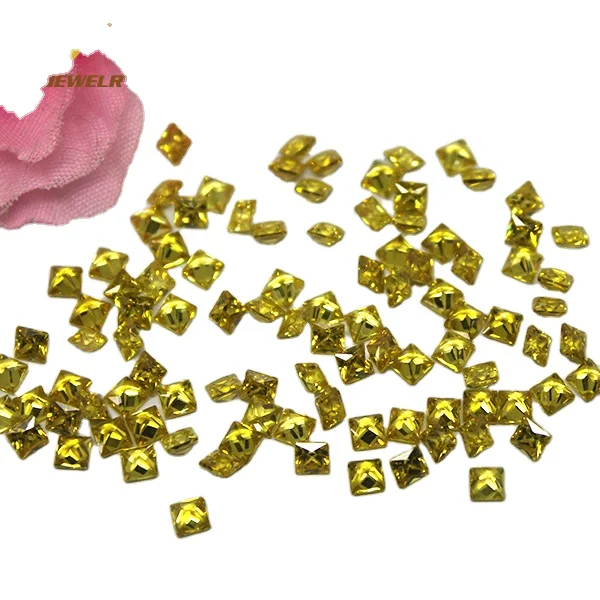 Emerald Cut Cubic Zirconia Square Shape Yellow CZ Stones Cubic Zirconias