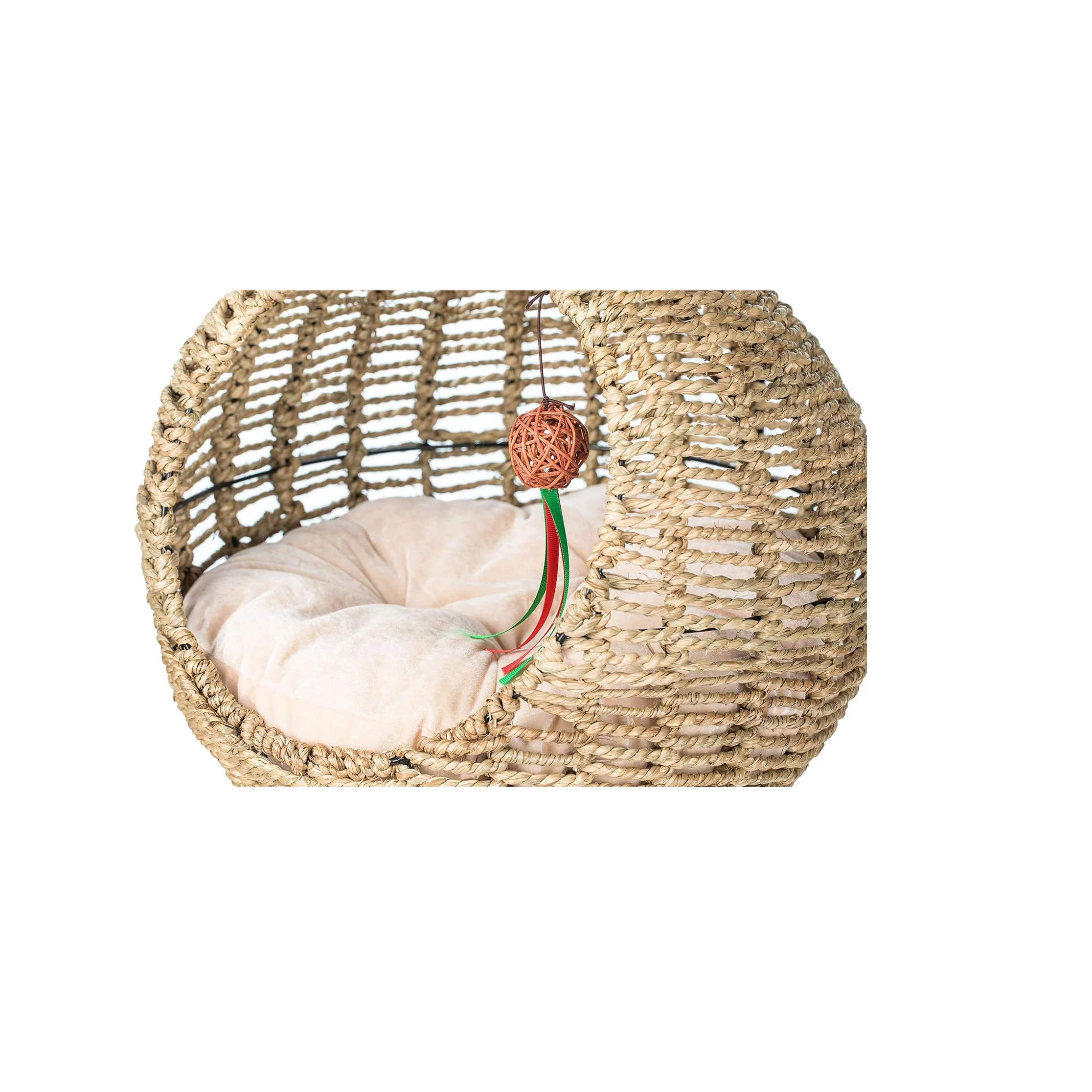 Summer Pet Cat Hammock Furniture Natural grass  Hand Made Round basket for Little Cat Hammock Bed Rattan Basket Cool Cat Hammock