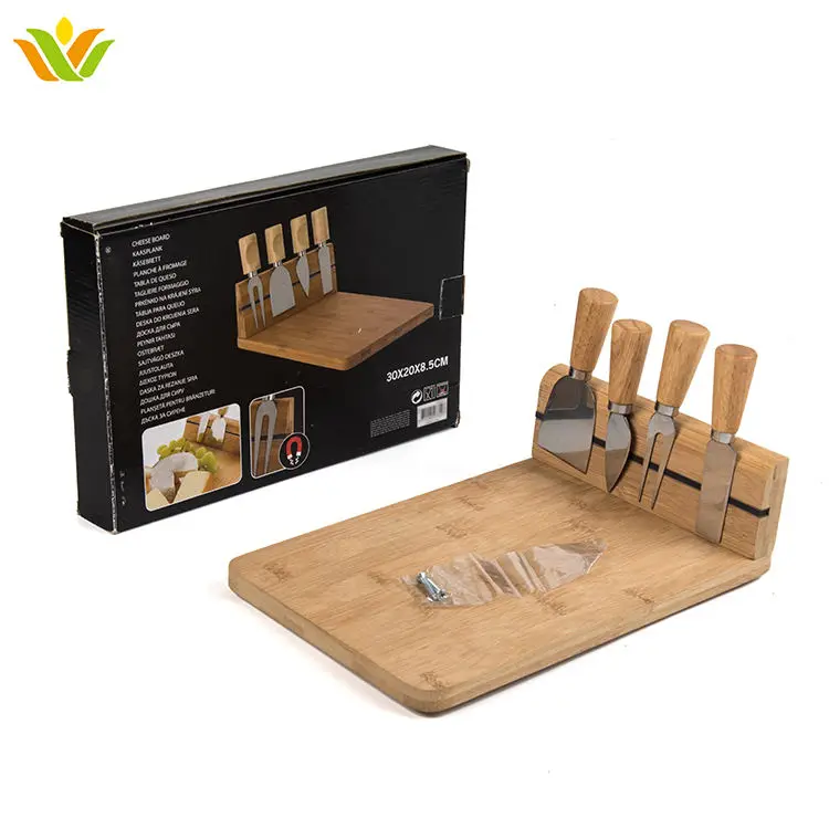 Bamboo Charcuterie Cheese And Knife Set Cutting Board With Cutlery