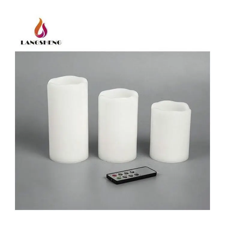 Personalized frameless big white pillar led candles with remote timer