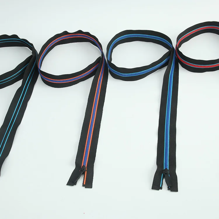 5No.8No. Special cloth edge resin zipper Mixed color woven belt coat plastic zipper open-end Cylindrical tooth plastic zipper