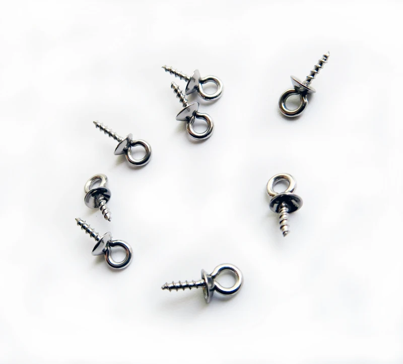 Stainless Steel Cup Pearl Bail Pin Peg Pendants Gold Screw Eye Pinch Bails for Jewelry Making