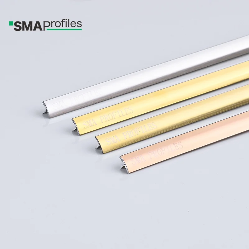 2023 SMAProfiles Arc T shape Edge Trim Stainless Steel Tile Trimming Trip Metal Curved T Profile For Decoration
