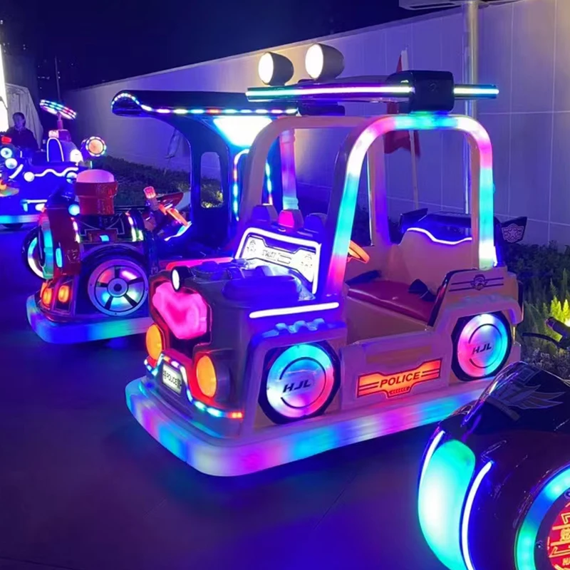 HAOJILE Four-Wheel Drive Kids Toy Car Metal Indoor Playground with WAT and Police Car Roof Amusement Park Equipment