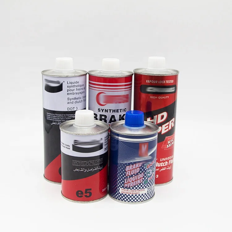 Empty round metal can 500ml DOT 3 Brake fluid tinplate cans