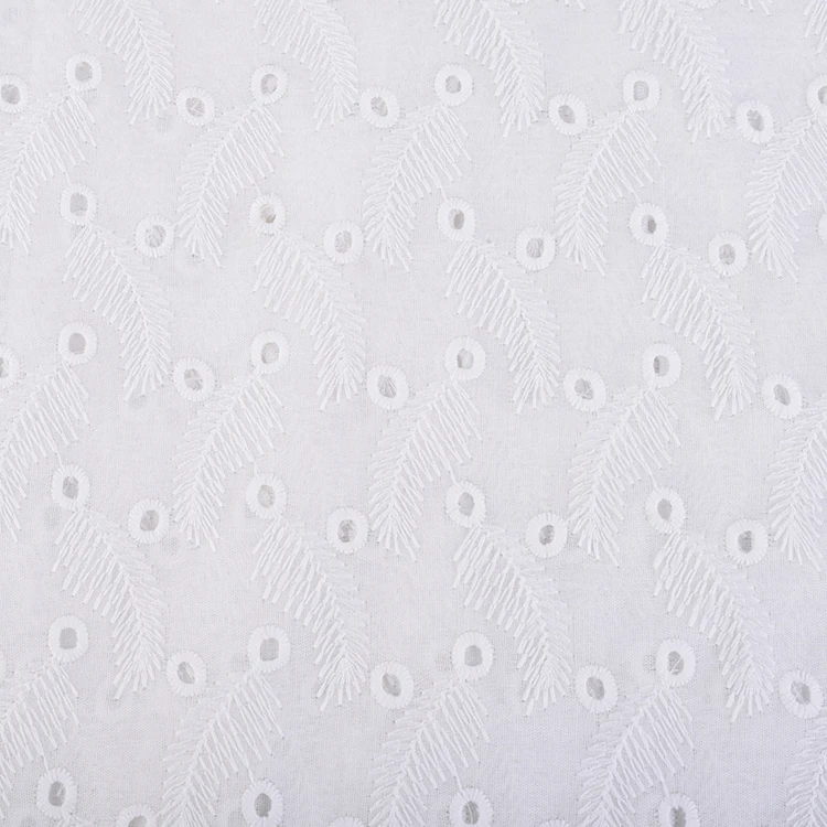 Custom Design Oem China Wholesale Indian European Price Dubai Chicken White Embroidery Flower Fabric Cotton