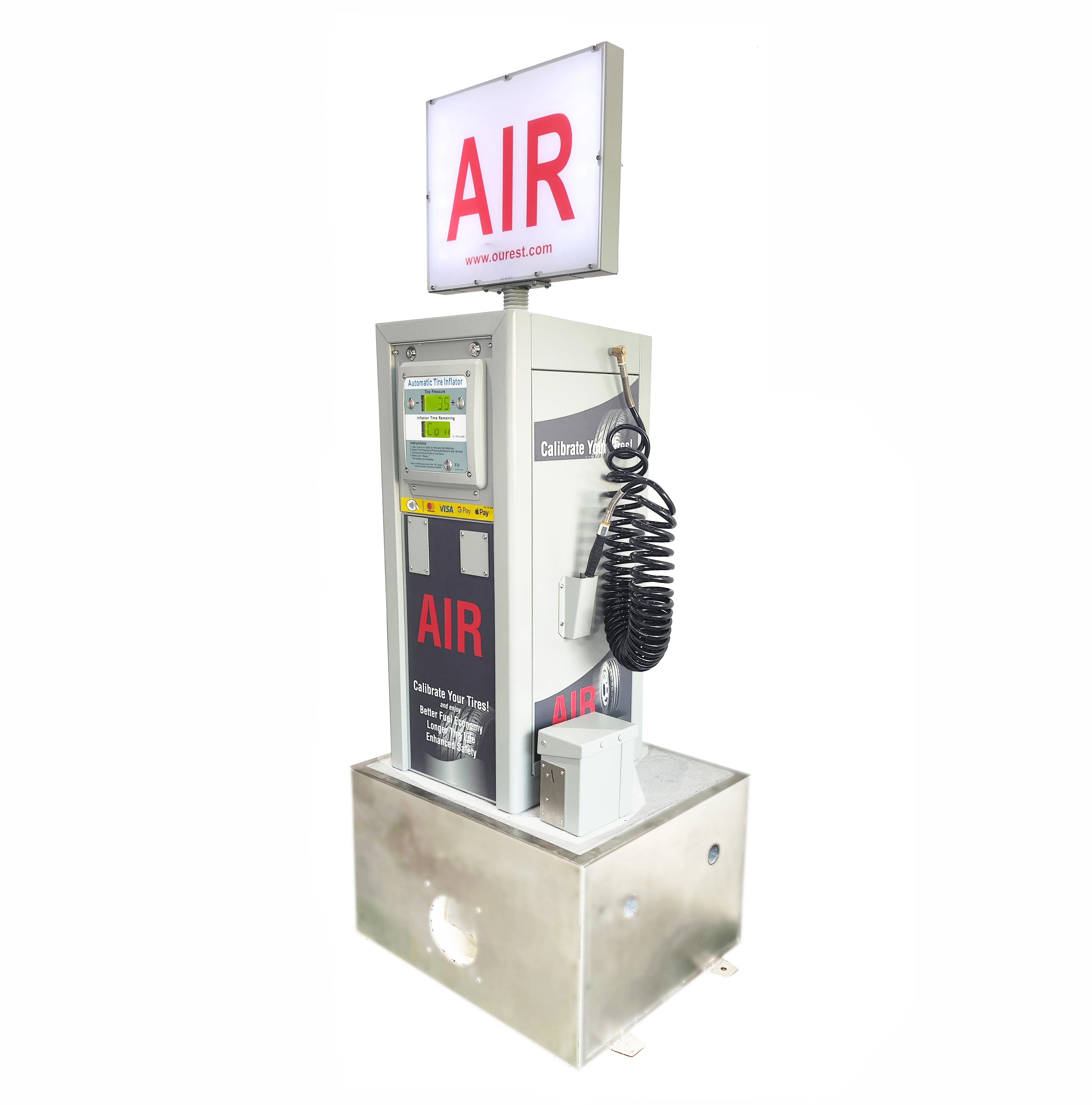 G5 CE Stainless Steel Cabinet  Air Vending Machine Tire inflator tower New Arrivals Tyre Inflators with Compressor airPump