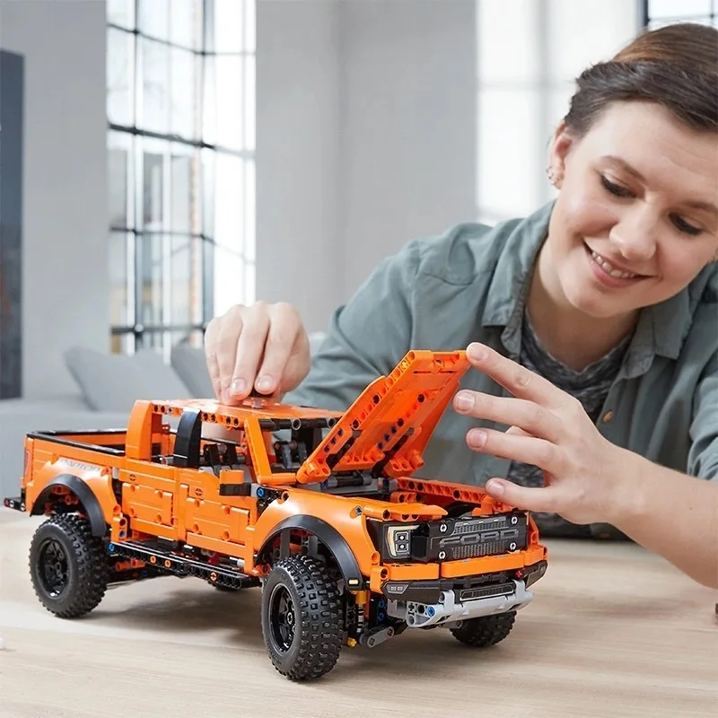 Совместим с Legoing 42126 orange Ford-Raptors F-150 пикап автомобиль головоломка собранные строительные блоки