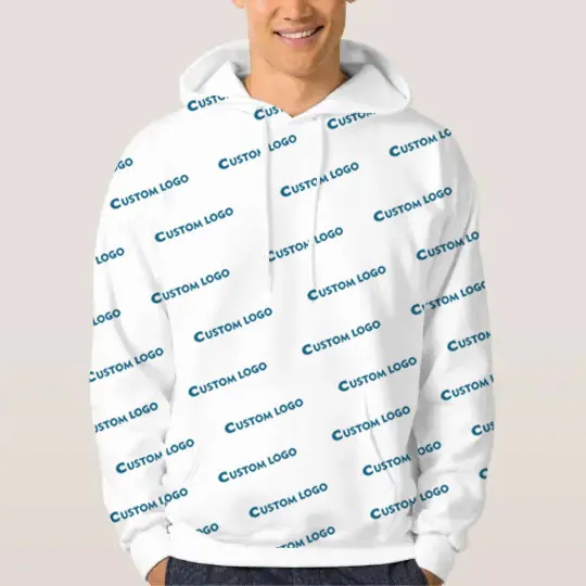 16-Years Clothing Factories BSCI Men Allover Print Logo Sweater Pullover Custom Your Own Brand Logo Labels All over Print Hoodie