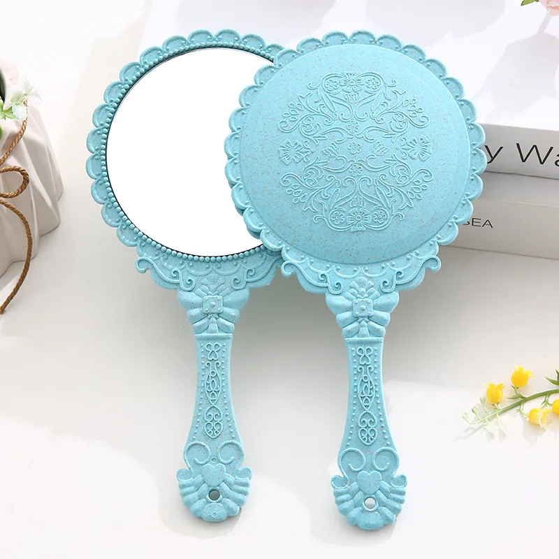 2024 Wholesale Gold Silver Black Oval Retro Hand Mirror Cosmetic Mirrors High Quality Vintage HandHeld Makeup Mirror For Women