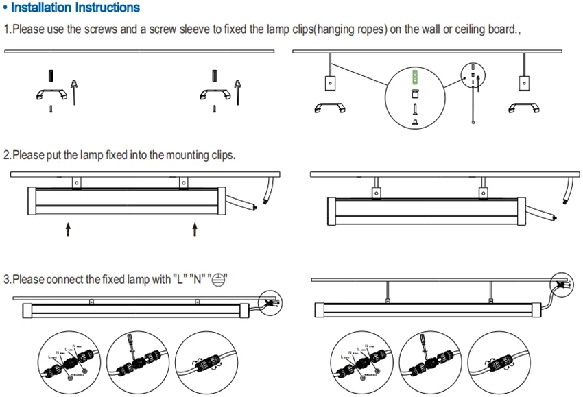 IP65 Tri-Proof LED Light Fixture 20W 40W 60W 100W White Surface Mount Tri-Proof Light