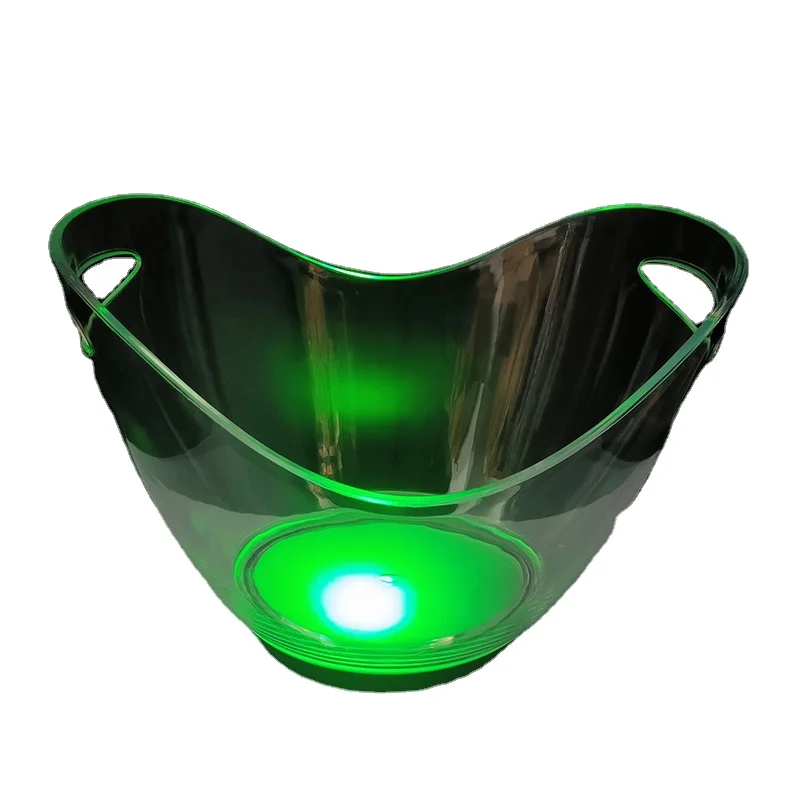 High quality KTV Bar party oval shape Led luxury flashing wine vodka whiskey champagne buckets cheap acrylic plastic ice bucket
