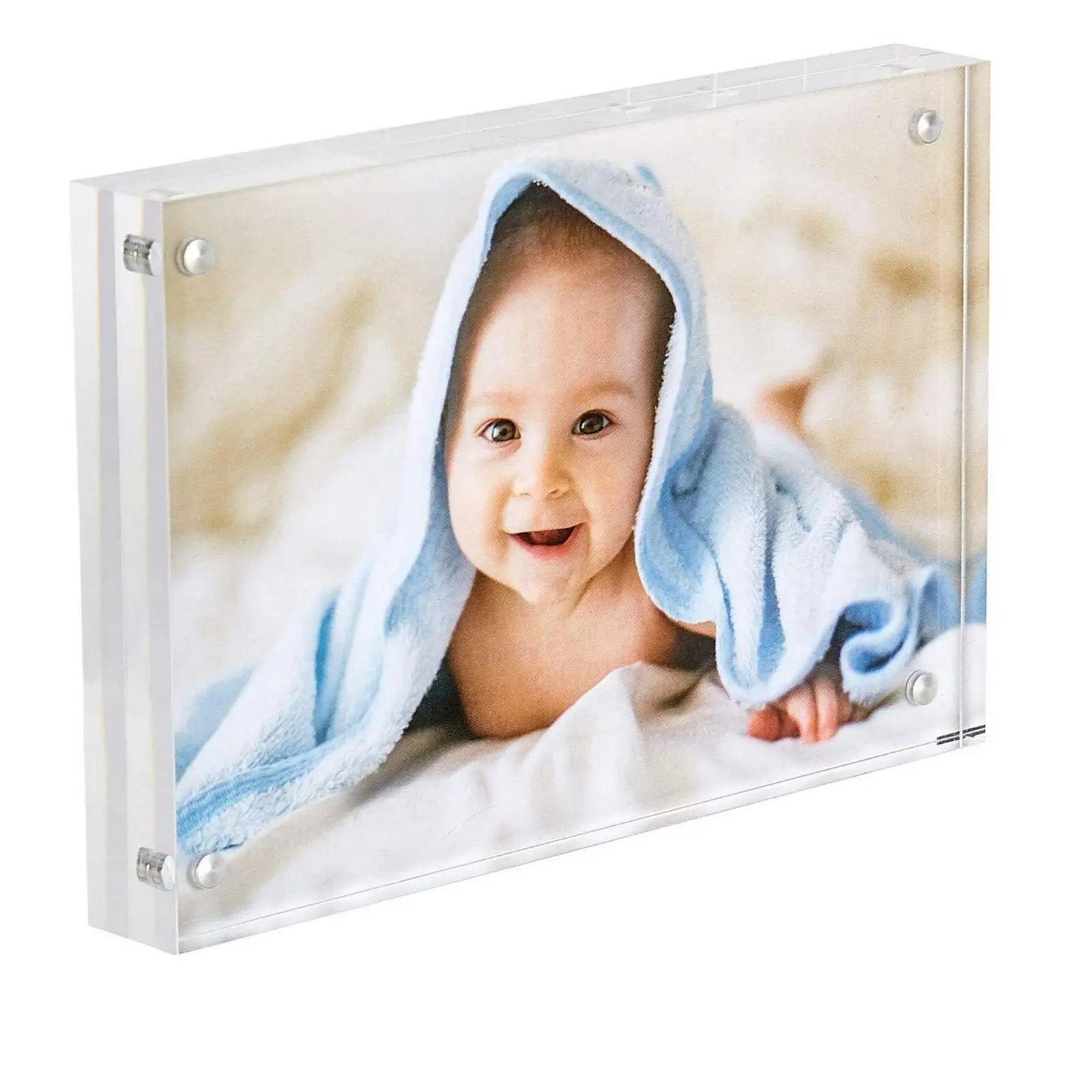 4X6 Inch Acrylic Picture Holder Double Sided Self Baby Pictures Standing Frame Prevents Fading Lucite Photo Frame With Magnets