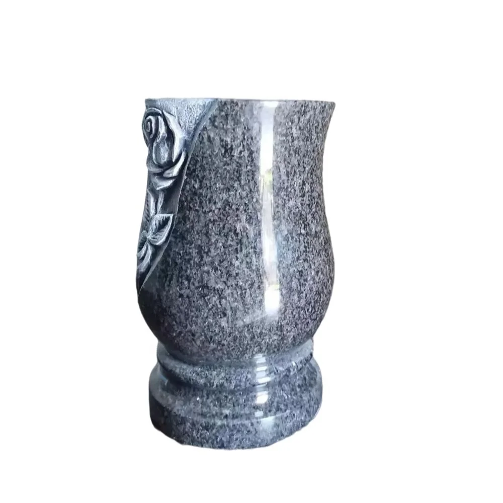 Africa Black Granite Stone Flower Vase for Cemetery Memorial Tombstone Monument Headstone Gravestone
