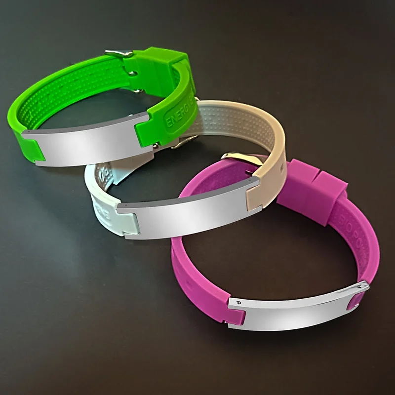 New Design Anti-Static Steel Buckle Magnetic Therapy Sport Bracelets Men Women Negative Ions Energy Balance Silicone Bracelet