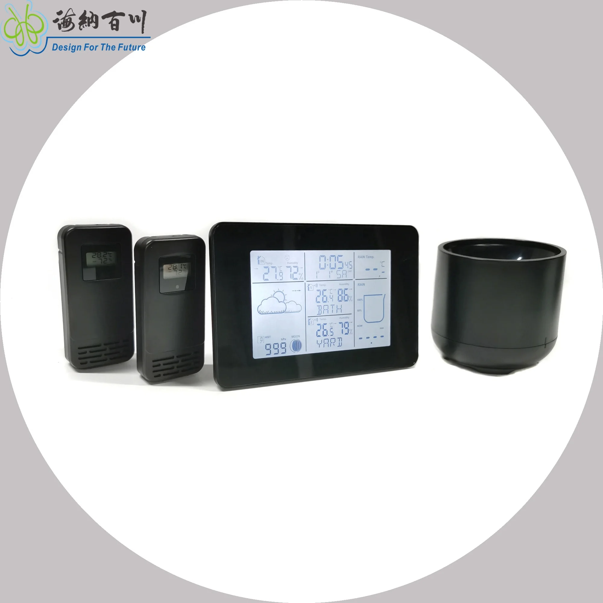 Wireless Multilingual Display Smart Home Weather Station Alarm Clock Rainfall Detector with Alert Features