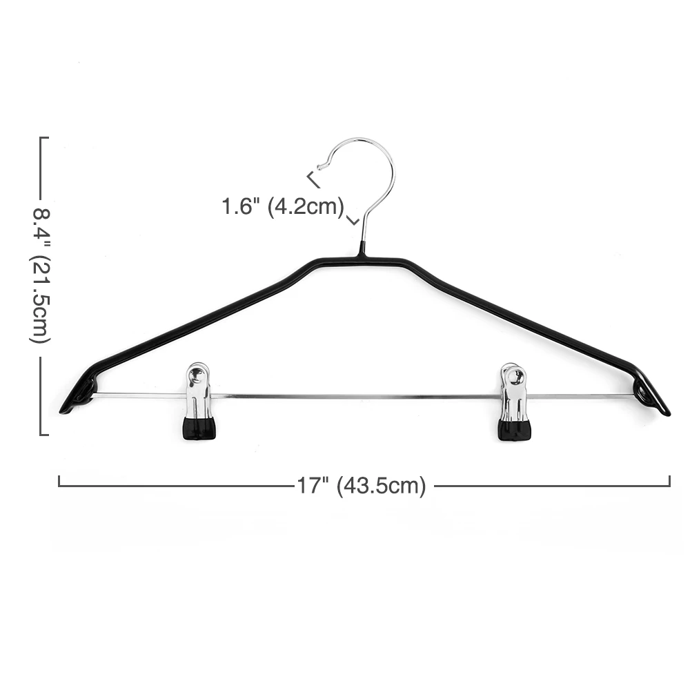 Wholesale Quality PVC Rubber Coated Metal Clothes Pants Hangers With Clips