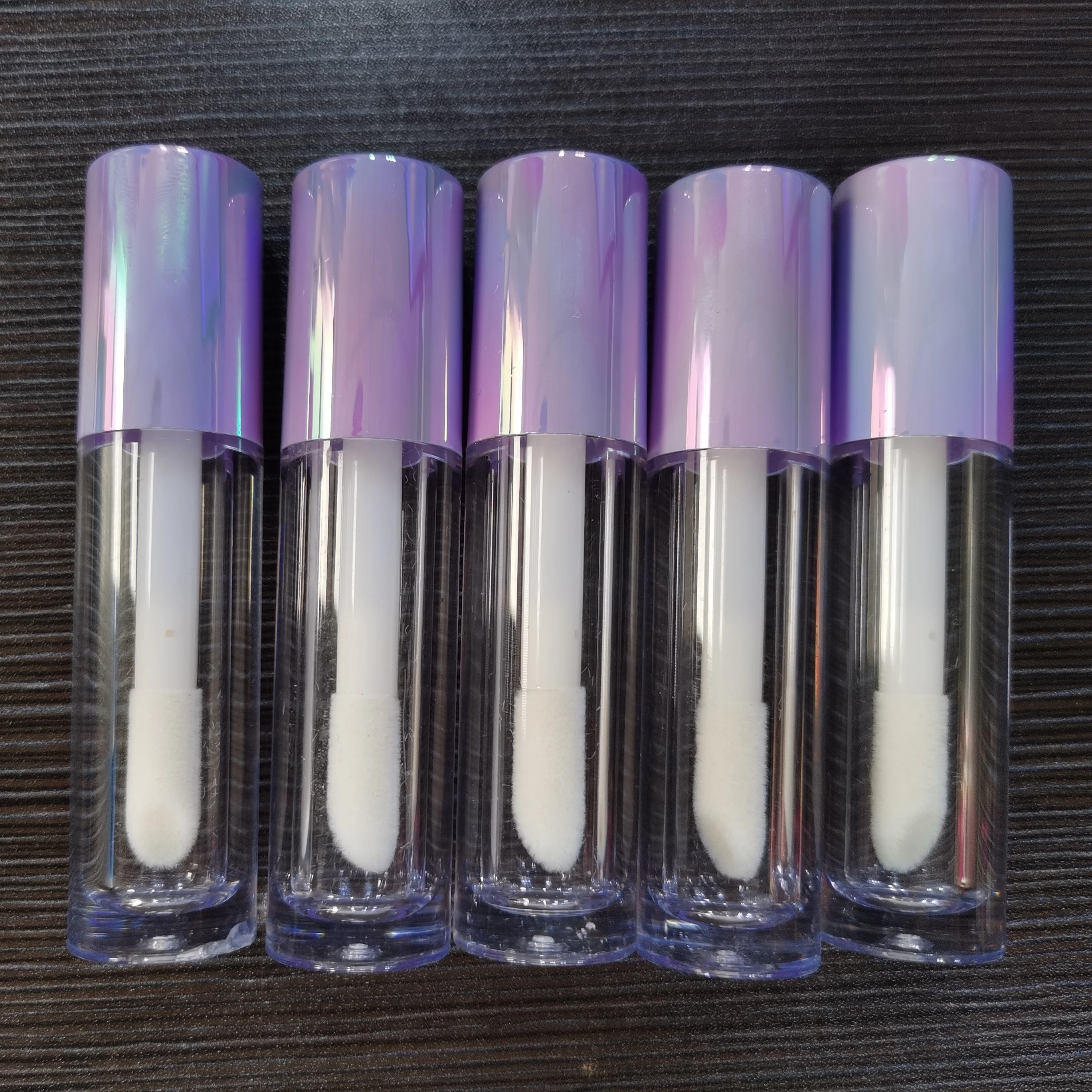 Lip Gloss Tube Empty With Gold Collar Purple Metallization Cap Custom LipGloss Tubes Hot Sale Transparent bottle