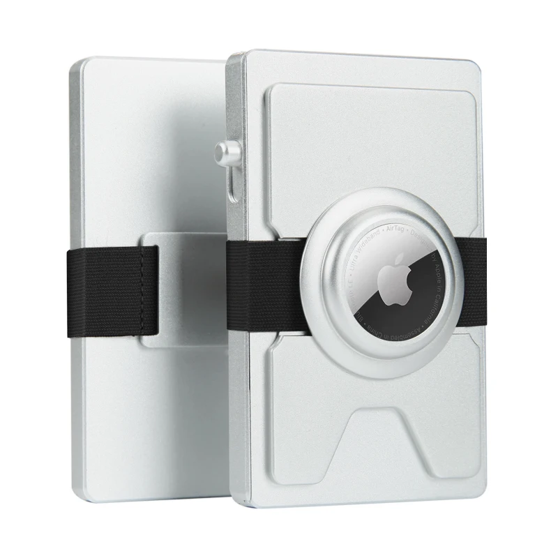 Kickstarter Style Small Portable Unisex Slim Smart Rfid Pop Up Wallets Thin Metal Card Holder With Airtag Holder