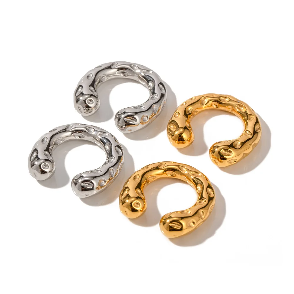 2024 Autumn Winter 18k Gold Plated Unique Hypoallergenic Stainless Steel Vintage High Quality Unique Moon lava C Hoop Earrings